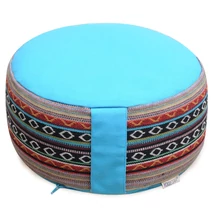 Perna rotunda meditatie - Etnic - Inca/Petrol - Bumbac Organic - 30cm x 15cm x 15cm