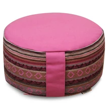 Perna rotunda meditatie - Etnic - Inca/raspberry - Bumbac Organic - 30cm x 15cm x 15cm