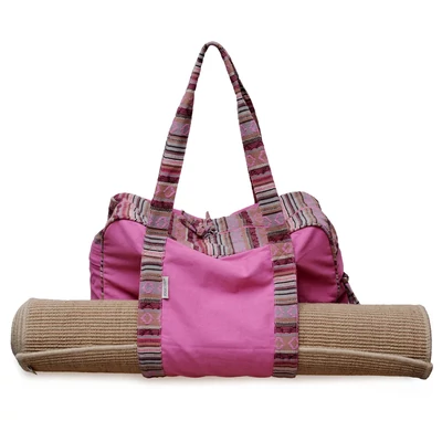 Geanta Echipament Yoga din Bumbac Organic - Yogistar - Tot intr-unul - Inka/Raspberry - Pentru orice marime de saltea